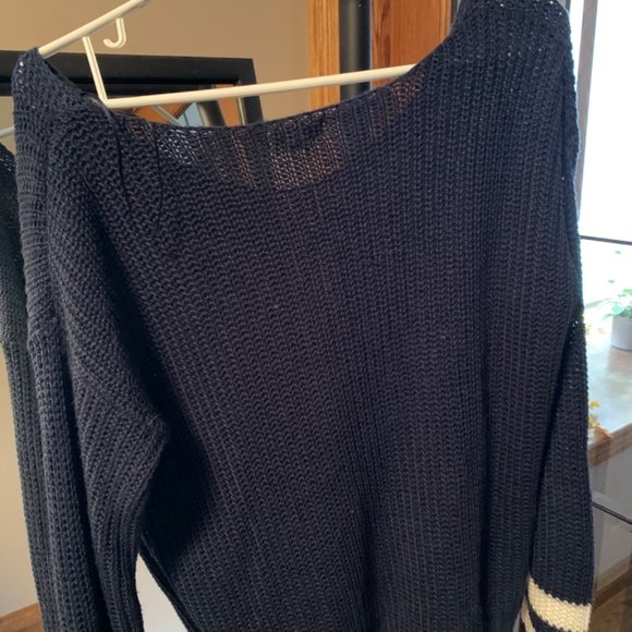 Cotton Candy | Navy Knit with White Stripe Cuffs - Picture 2 of 4